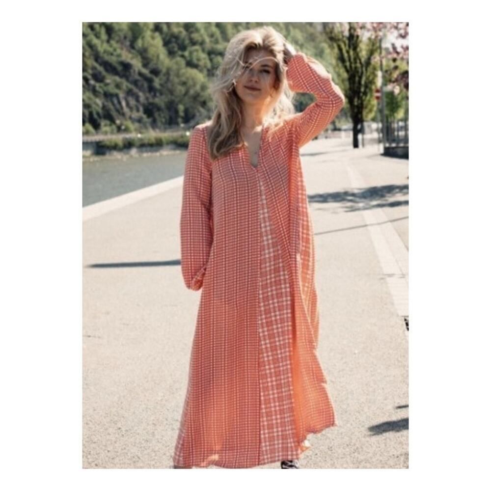 Stine Goya Leila Plaid Midi Maxi Dress Sz. S